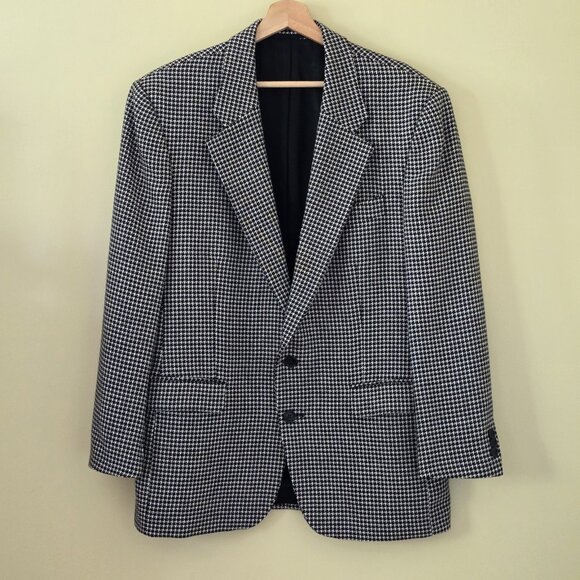 STARS Blazer Men US 40R Houndstooth Wool Blend Lined 2B Ventless Preppy Academia - Picture 1 of 16